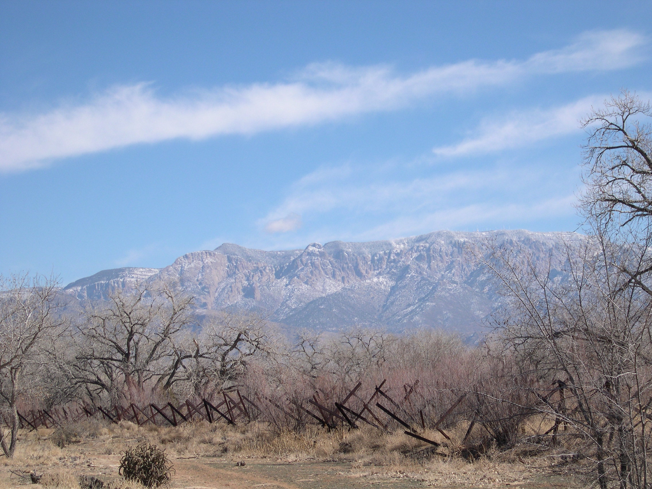 View of the Sandia Mts. and jetty jacks