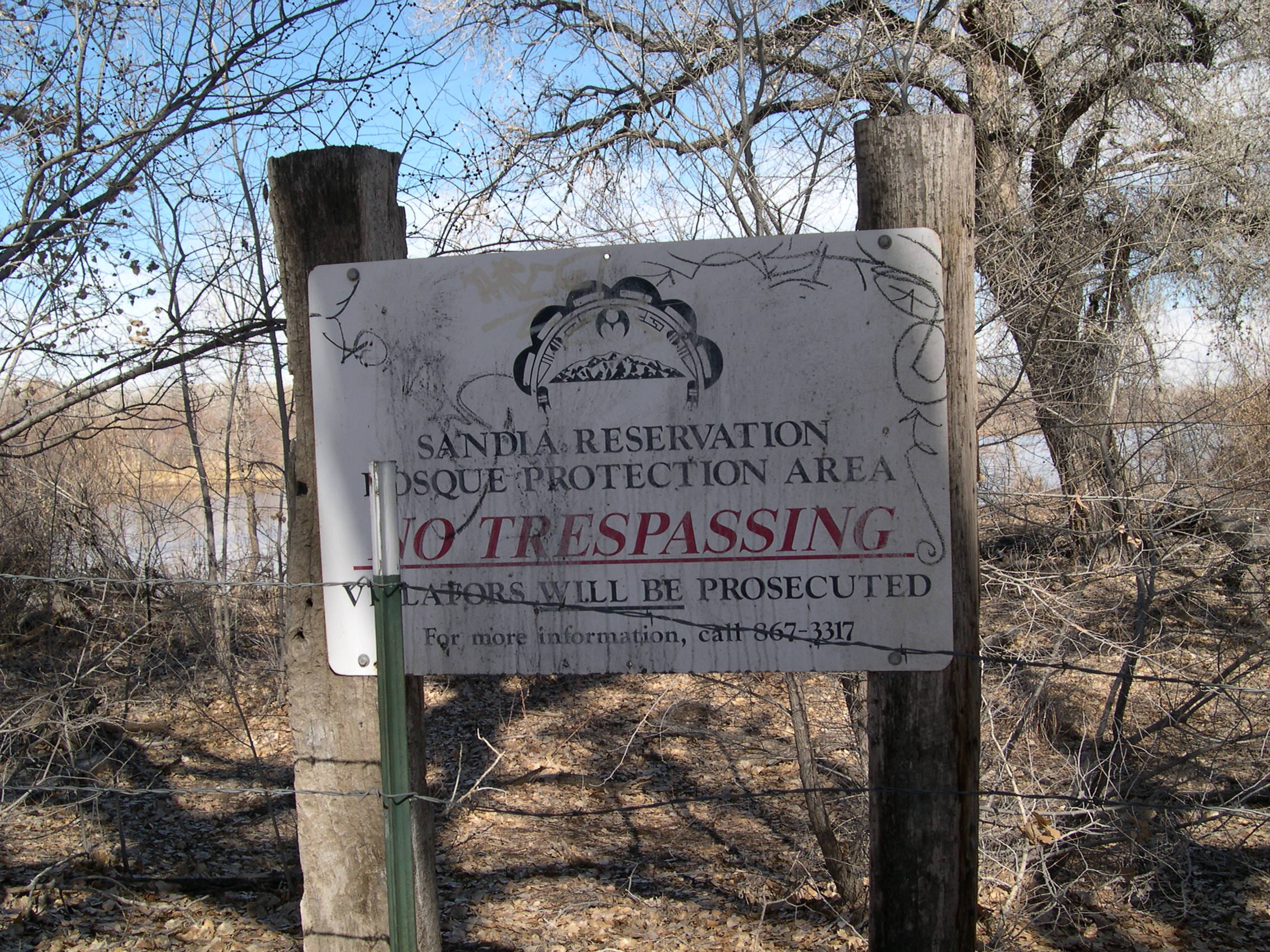 Sandia Reservation border sign