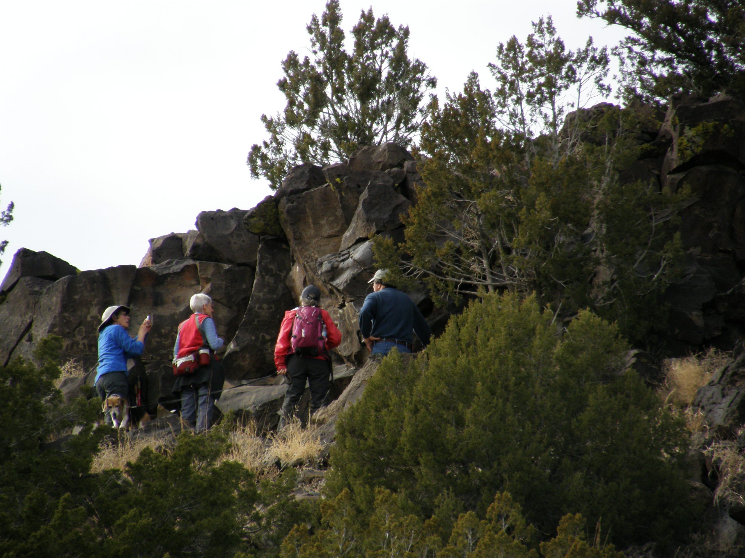 Hikers near the petroglyph area